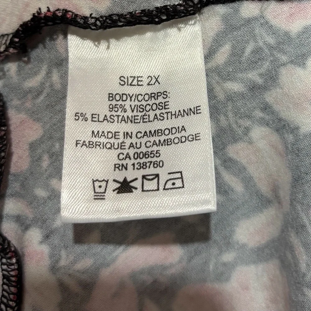 NEW, Penningtons, Plus Size Floral Stretch Dress, 2X, Pink, Black, White - Picture 9 of 10